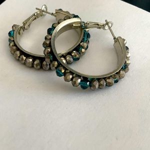 Silver Stone Hoop Earrings